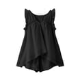 thumbnail image 5 of Likimi 2 Piece Sets For Women Sleeveless V Neck Solid Color Ruffles Loose Fit Top With Shorts Summer Elegant Fashion Outfit Set Black Size L, 5 of 5