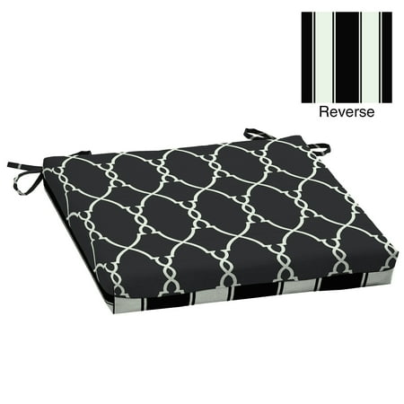 Rattan Furniture Seat Pads Better Homes & Gardens Black Trellis 20 x 20 in. Outdoor Dining Seat Pad with EnviroGuard ()