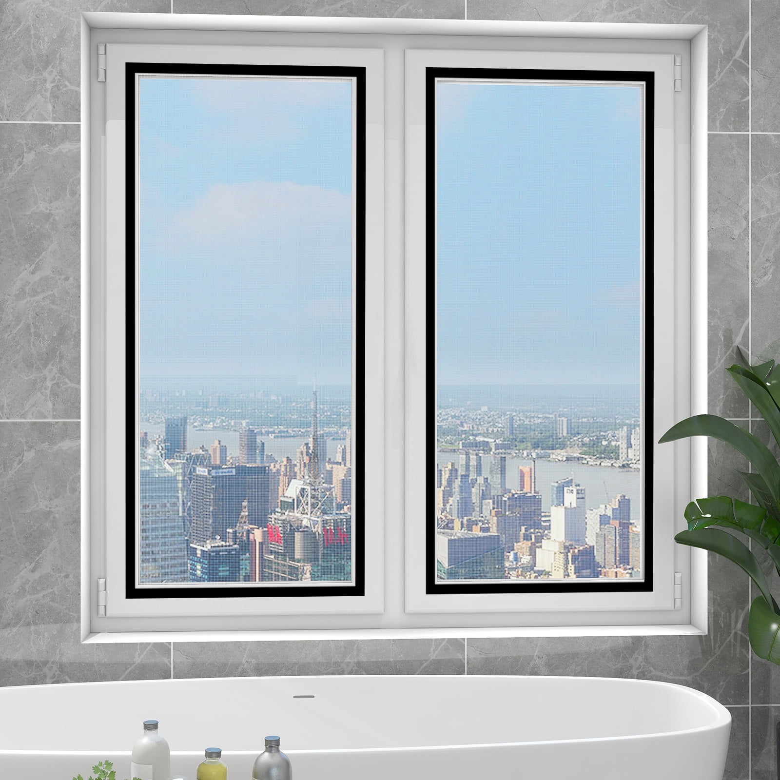 Magnetic Window Screen Adjustable DIY Window Net Screens Mesh MaxFiberglass Mesh for House Windows with Frames Grey Mesh