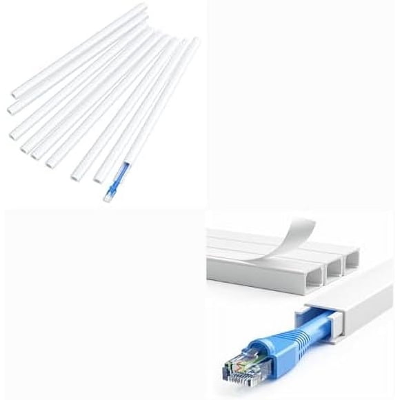 204.8in (XS+S Size) Cord Hider Wall, Cord Cover,Wire Covers for Cords, Paintable Cable Concealer Raceway, PVC Cable Management System，White,