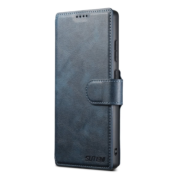Allytechgroup Case for Samsung Galaxy S23 Ultra, 2-in-1 Wallet Cover with Card Slots/Cash Pocket/Wireless Charging, Magnetic Closure Folio Stand Faux Leather & Soft TPU Bumper Shockproof Shell, Blue