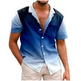 thumbnail image 3 of Shirts for Men Gradient Hawaii Stylish Short Sleeve Button Down Lapel Blouses Holiday Seaside Casual Loose Summer Tops Dark Blue XXL, 3 of 4
