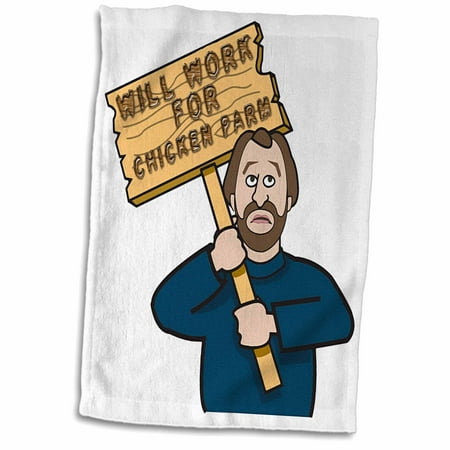 3dRose Funny Humorous Man Guy With A Sign Will Work For Chicken Parm - Towel, 15 by