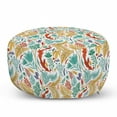 thumbnail image 1 of Boho Pouf Cover with Zipper, Botanical Arrangement of Colorful Leaves and Flowers, Soft Decorative Fabric Unstuffed Case, 30" W X 17.3" L, Multicolor, by Ambesonne, 1 of 5