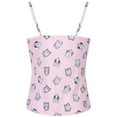 thumbnail image 6 of SofiePJ, Women's, Ultra Soft Warm Poly Suede Stretchy Printed 3 PC Belted Lace Hem Robe Set w/ Chemise & Shorts, Light Pink, M, 6 of 7