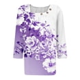 thumbnail image 5 of Womens 3/4 Sleeve Tops Square Neck Summer Shirts Blouses Buttons Pleated Floral Print Plus Size Tunic Tops Clearance, 5 of 5