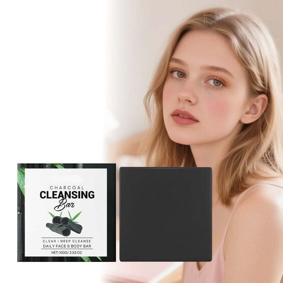 Charcoal Cleansing Soap for Face & Body, Deep Cleansing Bar for Blackheads & Pores, Gentle & Nourishing Formula for All Skin Types, 100g Bar