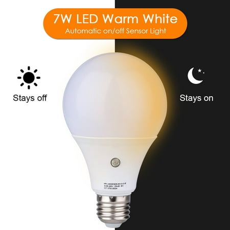 E27 LED Dusk to Dawn Sensor Light Bulbs Built-in Photosensor Detection Auto Switch Light Indoor/Outdoor Lighting Lamp for Porch Hallway Patio