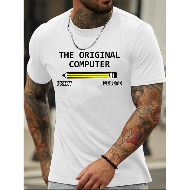 Men's Summer Fashion T-Shirt with Unique Graphic Print - Casual Round Neck, Machine Washable, Short sleeves, Round Neck Tees