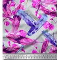 thumbnail image 1 of Soimoi Poly Georgette Fabric Flowers & Feather Printed Fabric 1 Yard 52 Inch Wide, 1 of 3