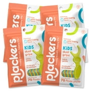 Plackers Kids Dual Gripz Floss Picks, Wild Berry Flavor, for Kids of All Ages, 75 Count (Pack of 4)