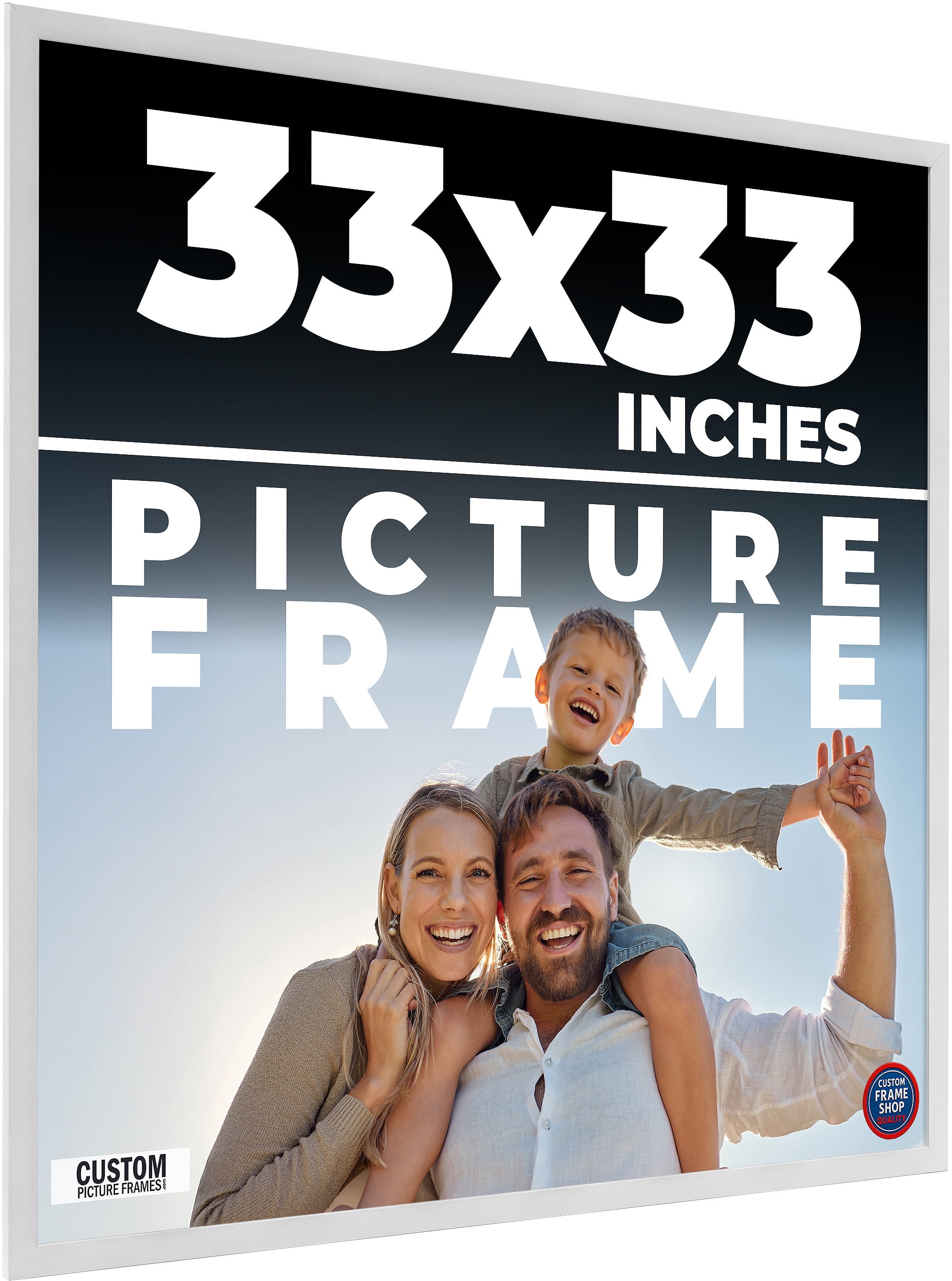 25x25 Frame White Solid Wood Picture Frame Includes UV Acrylic