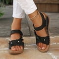 thumbnail image 2 of Rokment Women's Orthopedic Platform Wedge Walking Sandals with Arch Support Boho Beach Trendy Casual Flower Orthotic Chunky High Heels Dress Summer Shoes for Vacation Black Size 6, 2 of 8