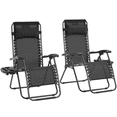 thumbnail image 4 of Yaheetech 26in Outdoor Zero Gravity Chair with Cupholder/Pillow, Set of 2, Black, 4 of 10
