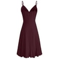 thumbnail image 3 of Jzuxvd Women's Sleeveless Halter A Line Pleated Plus Size High Low Wedding Guest Elegant Dresses Wine M, 3 of 5