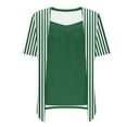 thumbnail image 6 of Womens Fake Fake Two-Piece Tops Boat Neck Blouse Short Sleeve T-Shirts Striped Top Front Pleated Layered T Shirt 2025 Trendy Casual Tees Ladies Chic Summer Top, 6 of 7