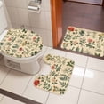 thumbnail image 5 of Vintage Flowers Bathroom Rugs Set Red Rose Yellow Flower Farmhouse Non Slip Absorbent Soft Bath Mats 3 Piece Set with Bathroom Rug, U-Shaped Floor Mat, Toilet Seat Cover Large Size, 5 of 9