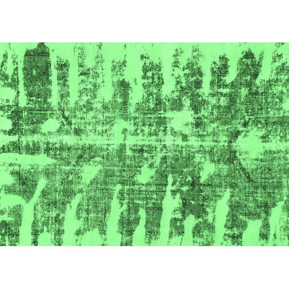 Ahgly Company Indoor Rectangle Abstract Emerald Green Modern Area Rugs, 5' x 7'