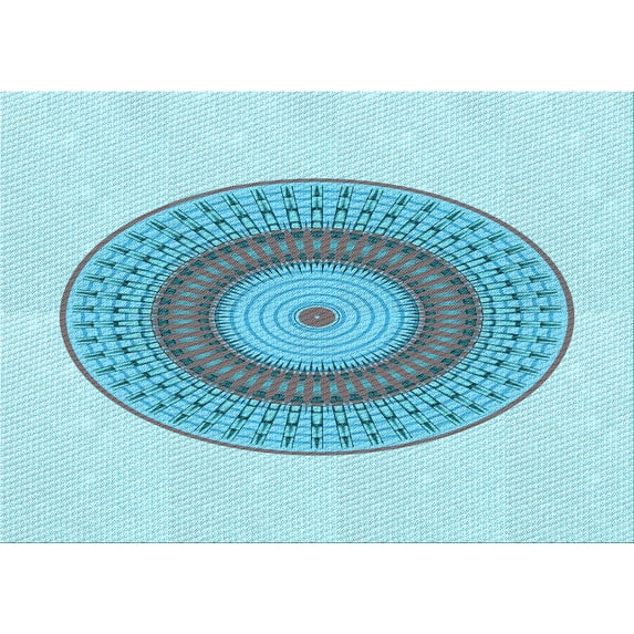 Ahgly Company Machine Washable Indoor Rectangle Transitional Tron Blue Area Rugs, 7' x 10'