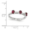 thumbnail image 2 of 2.5mm 925 Sterling Silver Polished Prong set Stackable Created Ruby Three Stone Ring Size 5 Stackable Ring for Women, 2 of 2