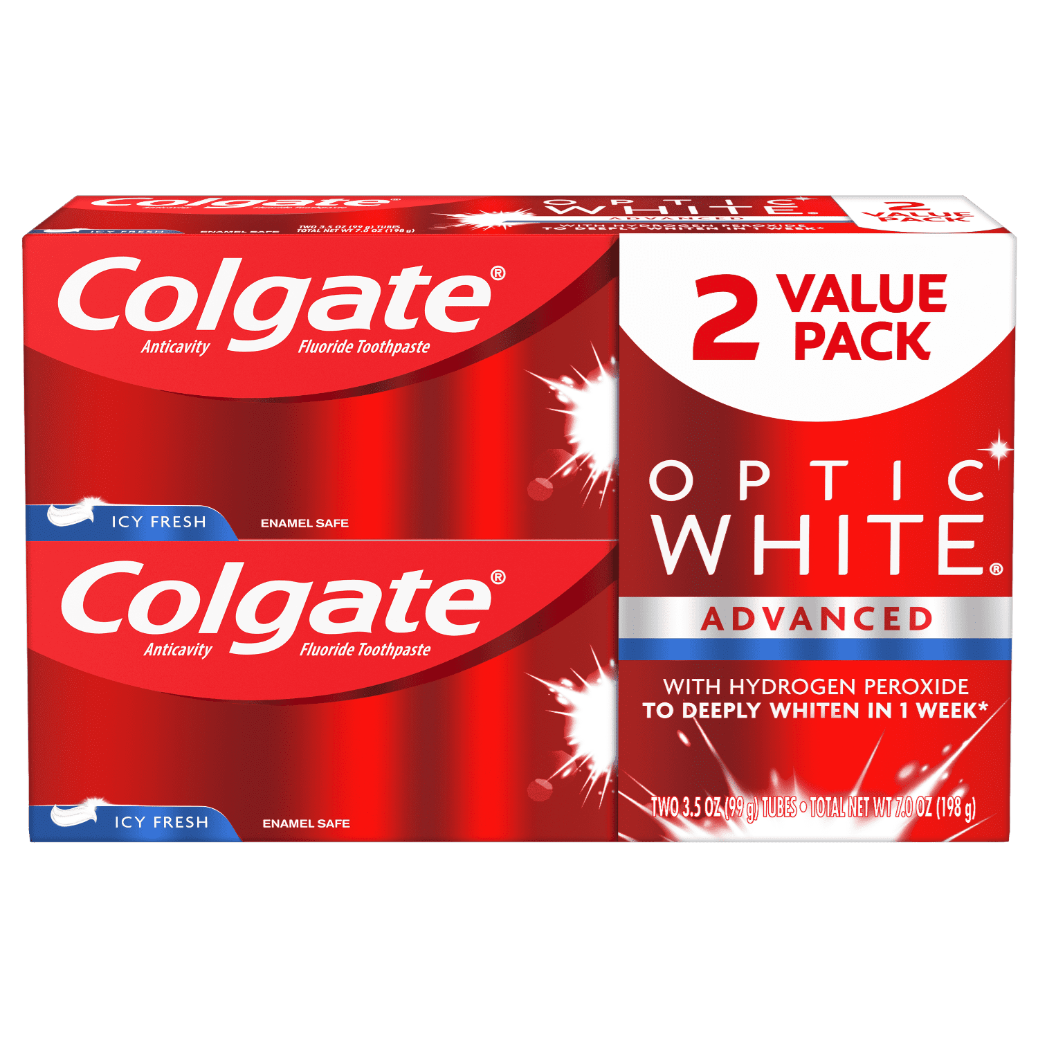 Colgate Optic White Advanced Teeth Whitening Toothpaste, Icy Fresh, 3.5