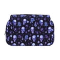 thumbnail image 2 of Sikiie Skull flower leaf purple Print Flip Double-layer Pencil Case, All-purpose Stationery Bag for Study and Office, Zipper Design, Unisex, 2 of 7