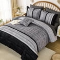 thumbnail image 4 of Black Comforter Set Queen Size 8 Pieces Boho Striped Bed in a Bag Soft Microfiber Bedding Set for All Season, 4 of 8