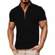 thumbnail image 1 of Blusa y camisa de manga corta con cuello vuelto para hombre, versátil, de color liso, con botones y cremallera, blusa de manga corta con cuello vuelto para hombre, abrigo de poliéster, 1 of 2