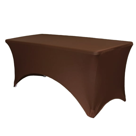 Your Chair Covers - 6 FT Durable Rectangular Spandex Table Cover Chocolate Brown