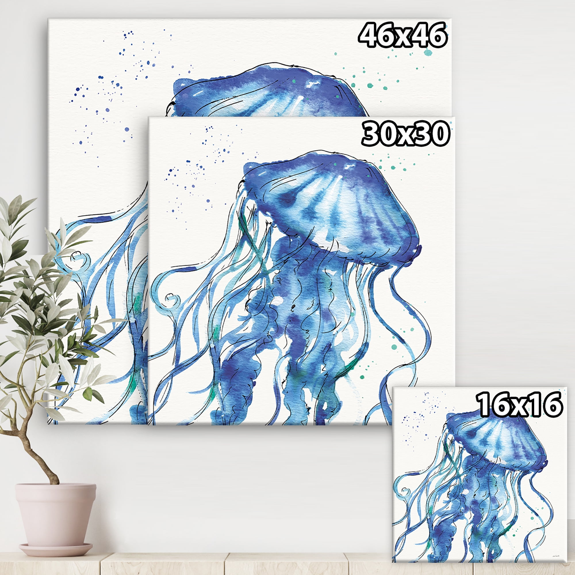 Designart 'Blue Deep Sea X' Coastal gallery-wrapped Canvas