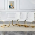 thumbnail image 4 of Llinc Store Set of 4 White PU Simple Arch Dining Chair High Resilience Chairs with Arched Metal Gold Leg, 4 of 9