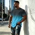 thumbnail image 4 of JULMCOMO Men's Shirts Ombre Gradient Crew Neck Short Sleeve Loose Fit Casual T Shirt Breathable Soft Comfy Summer Classic Tees Purple XL, 4 of 5