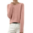 thumbnail image 2 of ATENAR Sweaters for Women,Crew Neck Sweaters for Women,Soft,Solid,Knitting Cotton,Pink,S(US:4), 2 of 7