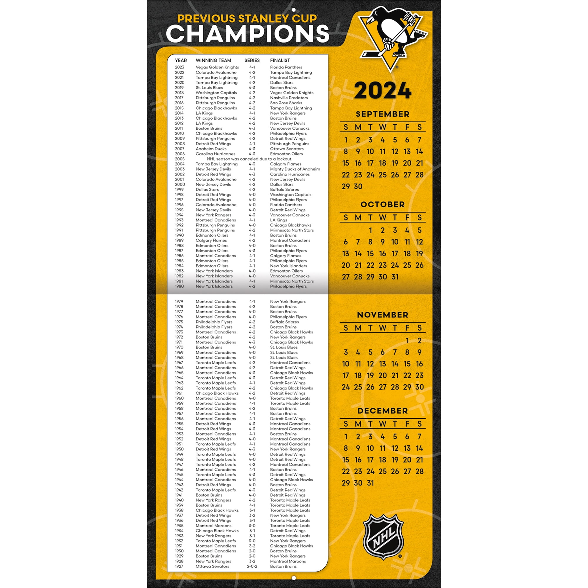 2025 12X12 TEAM WALL CALENDAR, PITTSBURGH PENGUINS