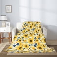 thumbnail image 2 of Sikiie Navy Blue Leaf Sunflower Cozy Flannel Fleece Throw Blanket: Lightweight & Thick for All Seasons - Perfect for Women, Men, & Kids"80"x60", 2 of 6