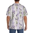 thumbnail image 3 of Uemuo Lavender Flowers Pattern Cotton Linen Short Sleeve Shirts,Casual Lightweight Button Down Shirts,Vacation Beach Summer Tops-, 3 of 7