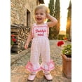 thumbnail image 6 of BemeyourBBs ﻿Toddler Baby Girls Summer Clothes Little Girl Overalls Romper Dady's Mini Letter Sunflower Embroidery Sleeveless Plaid Bell Bottoms Jumpsuit Flare Pants Toddler Girls Summer Outfit, 6 of 9
