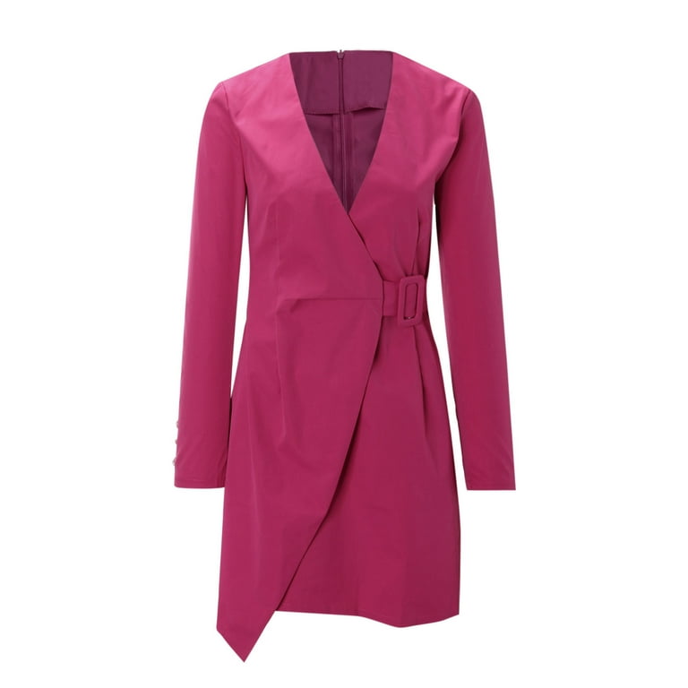 Fanxing Women Elegant Casual Work Office Events Blazer Dresses Single  Breasted Asymmetric Blazer Dress Hot Pink,L Female - Walmart.com