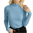 thumbnail image 3 of Meichang Mock Neck Sweaters Women Long Sleeve Ribbed Knit Sweater Fall Trerndy Solid Slim Fit Pullover Sweater Tops, 3 of 4