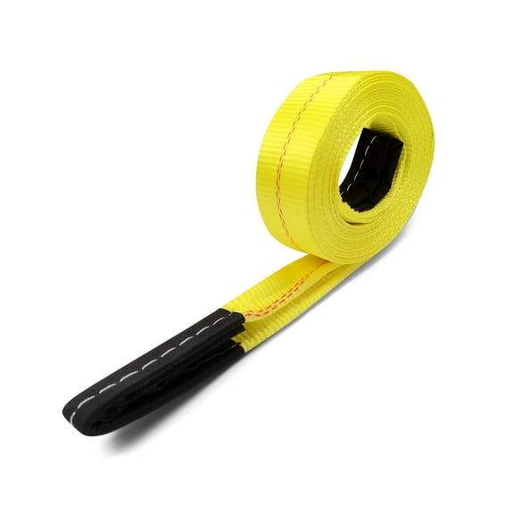 KJE Heavy Duty Tow Straps for Vehicle Recovery & Towing, 2" x 20 ft 10,000 lb Capacity for Emergency Use on Trucks, Jeeps, SUVs, Yellow