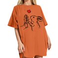thumbnail image 1 of Gibobby Camisetas de verano para mujer Camiseta holgada con cuello redondo y manga corta con hombros y estampado amor conejo(Naranja,G), 1 of 4