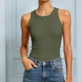 thumbnail image 6 of enyan Tank Tops for Women Womens Ladies Ribbed Thick Strap Racerback Tight Slim Fitted Sporty Workout Tank Tops,AG,M, 6 of 7
