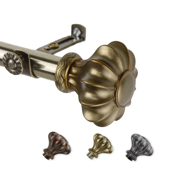 13/16" Dia Adjustable 66-120" Adelina Curtain Rod in Antique Brass