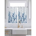 thumbnail image 2 of Kitchen Curtains 54 Inches length, Blue Leaf Window Treatment Curtain Drapes, Watercolor Country Plant Monochrome Branch Thermal Insulated Drapes for Basement Hotel RV, 42"x54", 2 Panels, 2 of 7