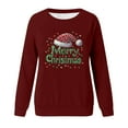 thumbnail image 4 of asdoklhq Christmas Tops for Women Christmas Women's Christmas Fashion Casual Printed Round Neck Loose Long Sleeve Capless Sweatshirt Top Red XL, 4 of 4