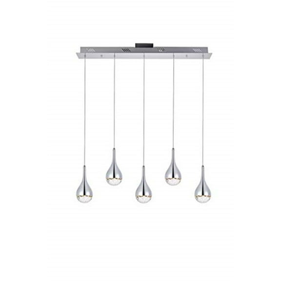 Amherst Collection LED 5-light chandelier 34in x 4in x 9in chrome finish