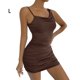 thumbnail image 5 of Jumpingount Vestido de tirantes finos informal para mujer, vestido veraniego con cuello Irregular, ropa de verano para vacaciones en la playa y discoteca Vestidos Café L Jumpingount AP010938-09, 5 of 6