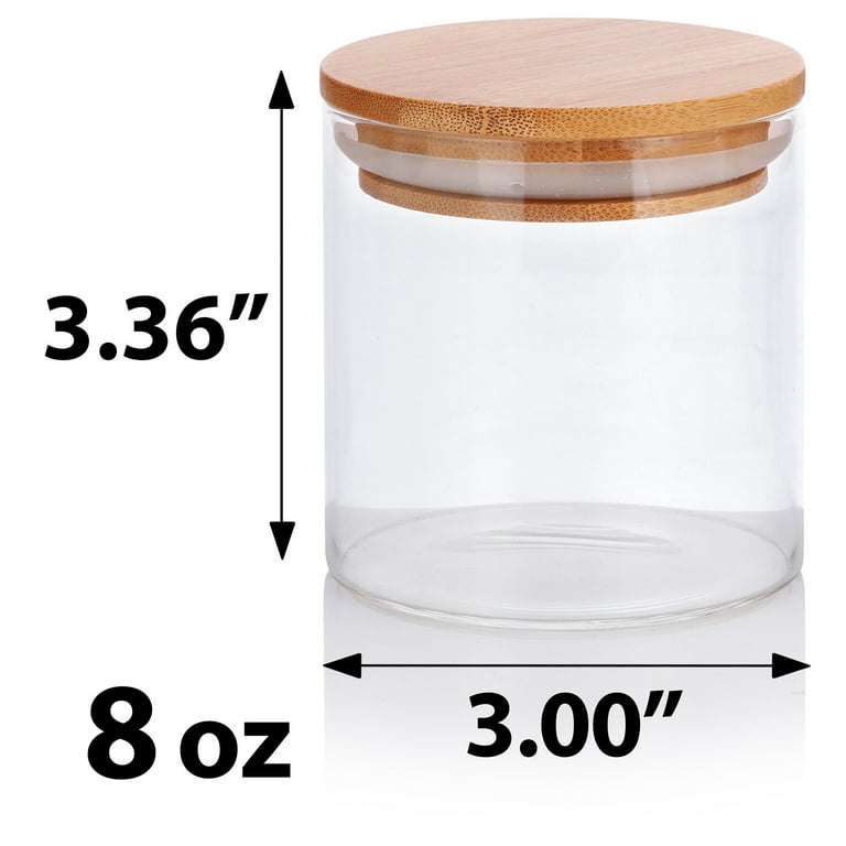 Round high borosilicate glass storage jar with screw bamboo lid - MAY INC