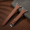 thumbnail image 3 of BANDOVA Slim Genuine Leather Band Compatible with Apple Watch, Women's Thin Replacement Strap, Brown with Silver, 38/40/41mm, 3 of 7