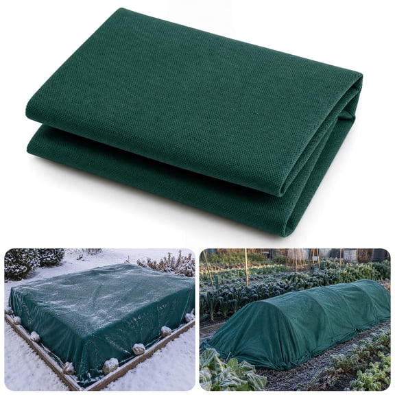 EBaokuup 12.4 x 9.8 ft Plant Frost Cover, Dark Green Non-Woven Garden Freeze Protection Blanket for Plants